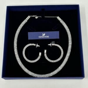 Swarovski Stardust Deluxe Clear Crystal Fishnet Tube Necklace With Earrings